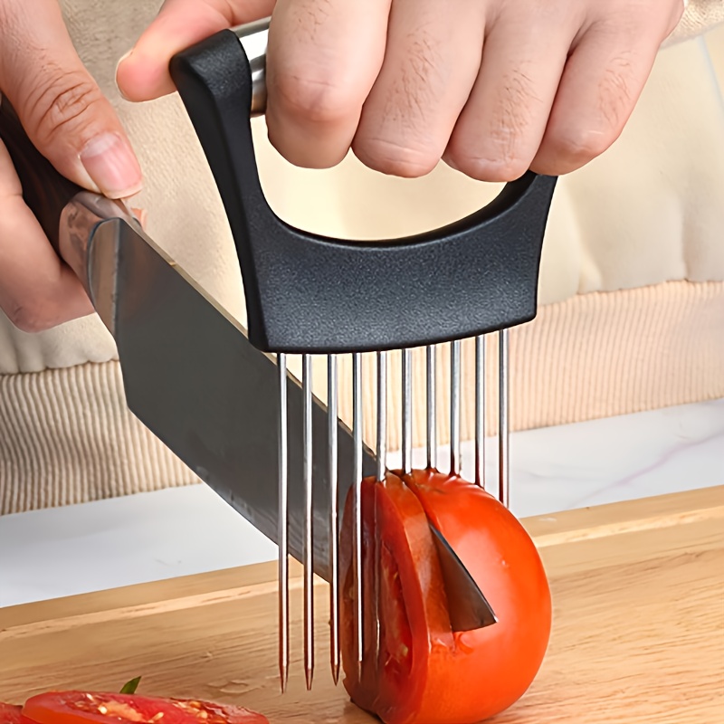 Food Choppers Slice Assistant Onion Holder Slicer, Stainless Steel Vegetable Holder Tomato Slicer Meat Slicer, Kitchen Gadgets Kitchen Utensil Holder