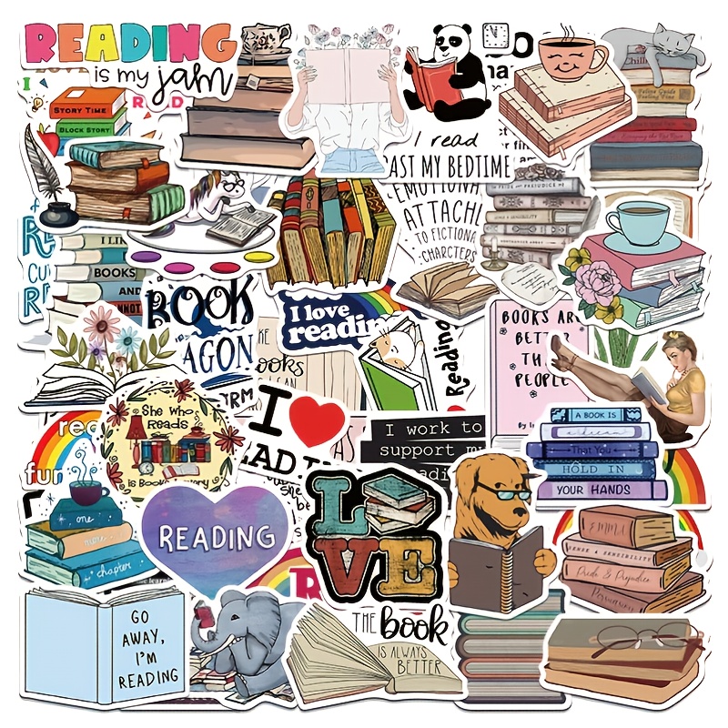 Books Reading Stickers Cartoon Graffiti Decoration Stickers - Temu