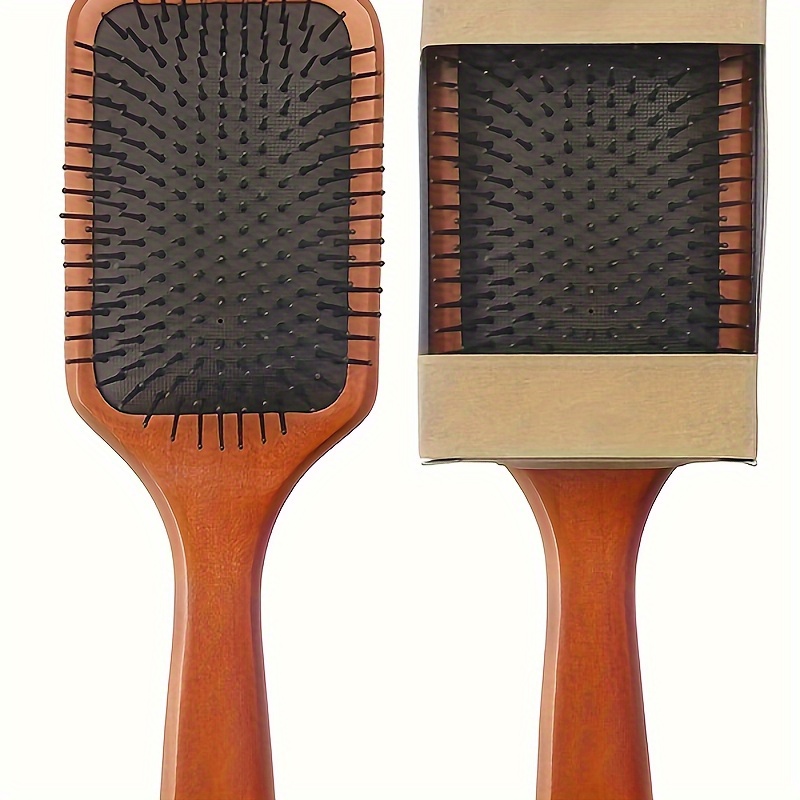 

1pc For Lotus Wood Comb, Nylon Detangler For Normal Hair, Scalp Massage And Styling Brush With Paddle Pad