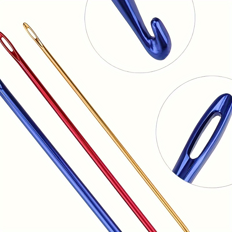 

Ergonomic Aluminum Crochet Hook Set, 3pcs - Non-slip Grip, Smooth Knitting Needles For Sweaters, Scarves & Crafts - Red/blue/golden, 3.0mm/4.0mm/6.0mm, Yarn Crochet