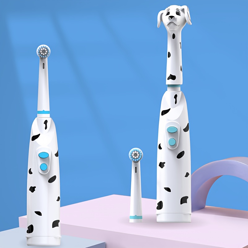 Children's Electric Toothbrush For Children's Baby, Spotted Dog Special Dust Cover Cartoon Type Children's Round Head On Battery Electric Toothbrush