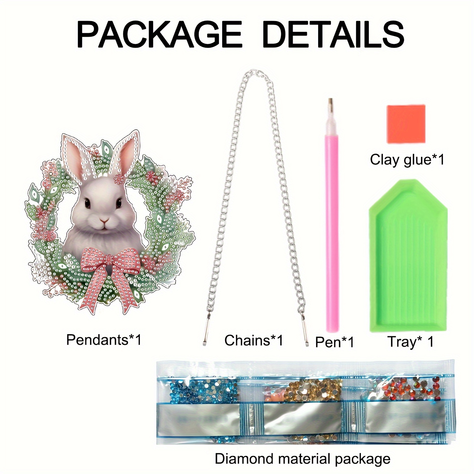 Diamond Painting Acrylic Hanging Kits, DIY Rabbit Special Shape Diamond Art  Hanging, Living Room Bedroom Patio Decoration (Easter)