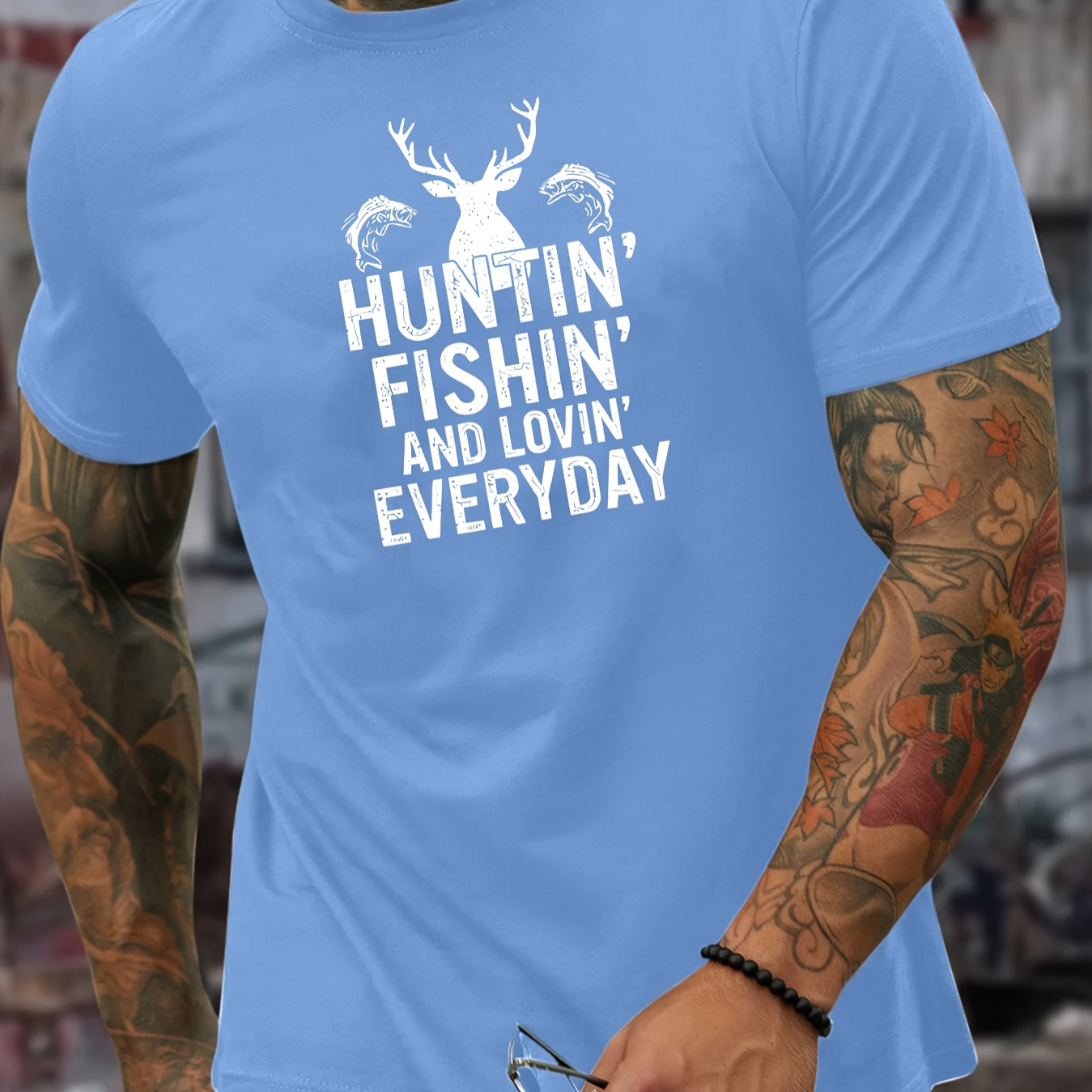 

Hunting Fishing Men's Fashion Graphic Short Sleeve T-shirt For Summer