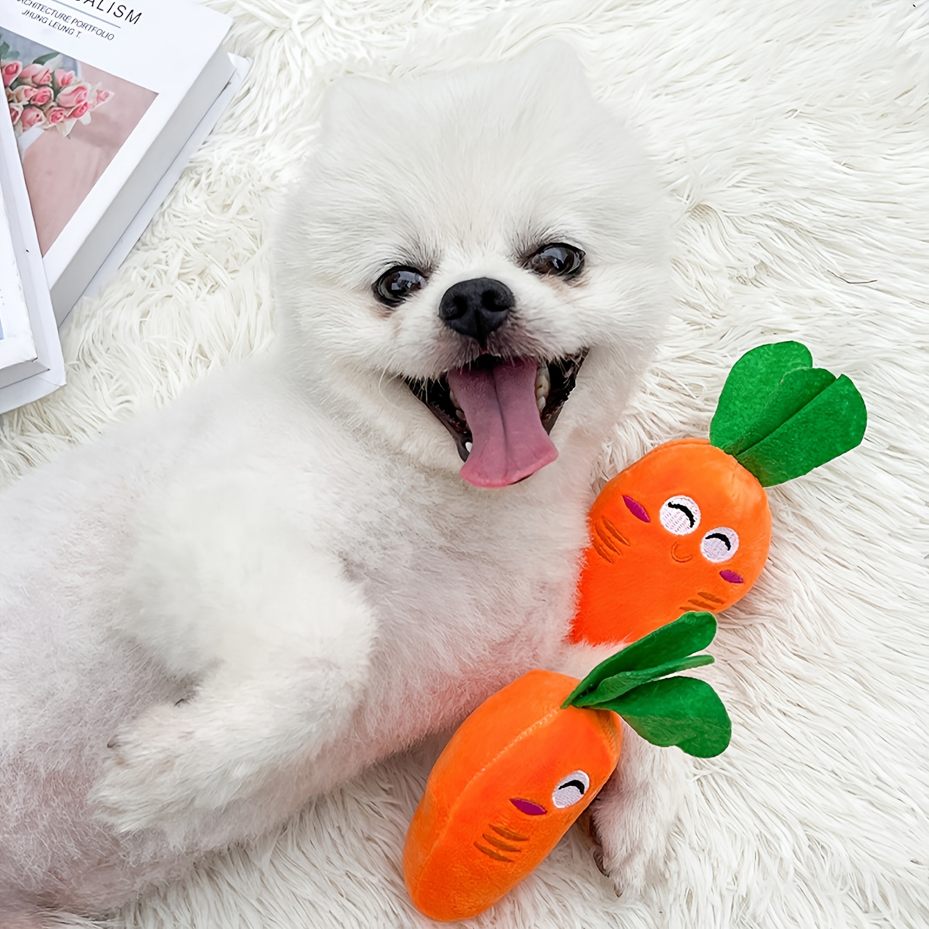 Dog Bone/carrot Plush Toys Puppy Pet Play Squeaky Drumstick - Temu