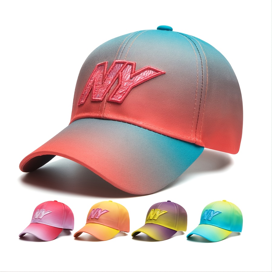 Women Letter Embroidered Baseball Fashion Gradient Hat Adjustable