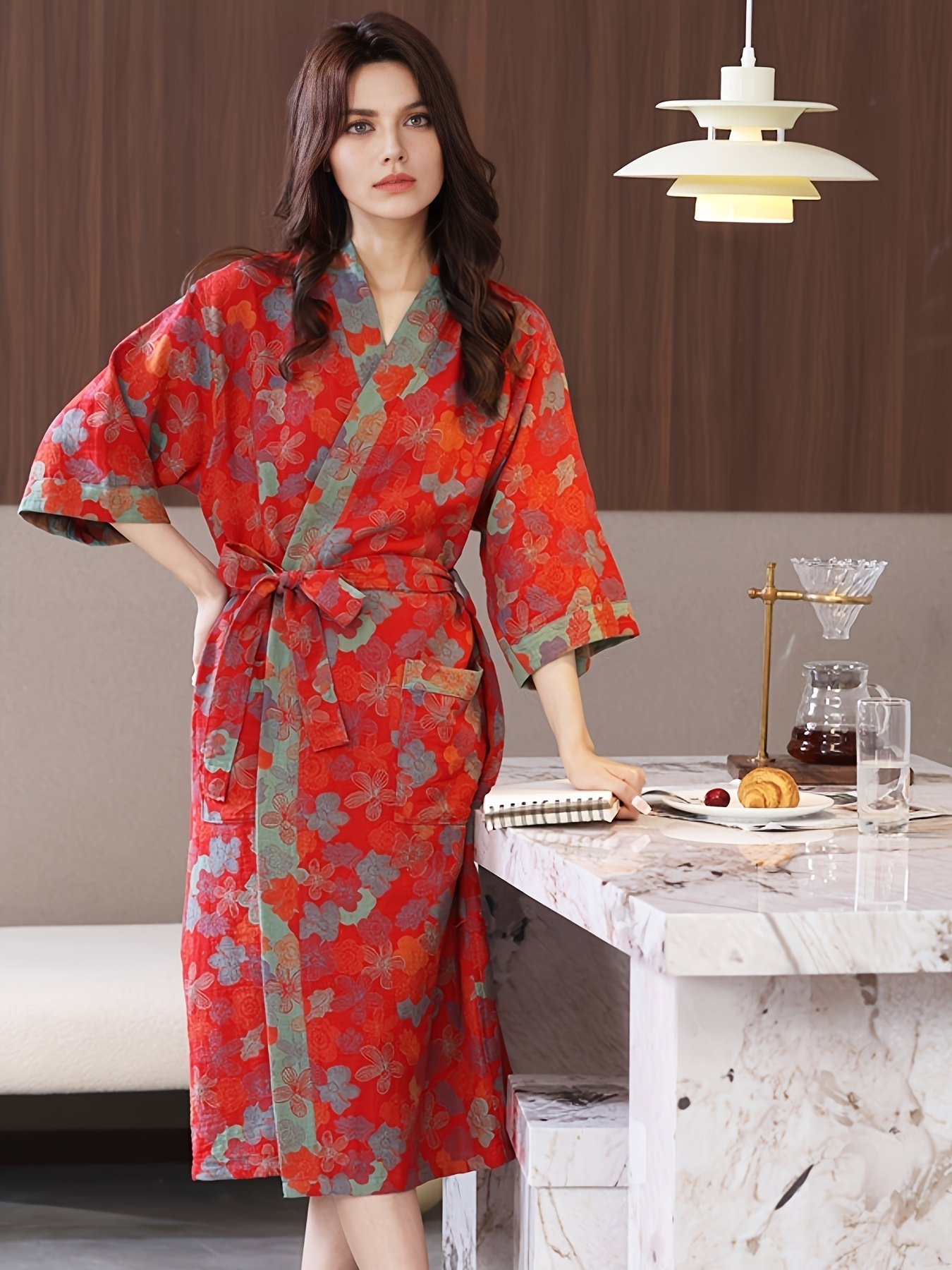 Peignoir Robe Coton Femme Ã©tÃ© Peignoir Kimono En Coton D'été