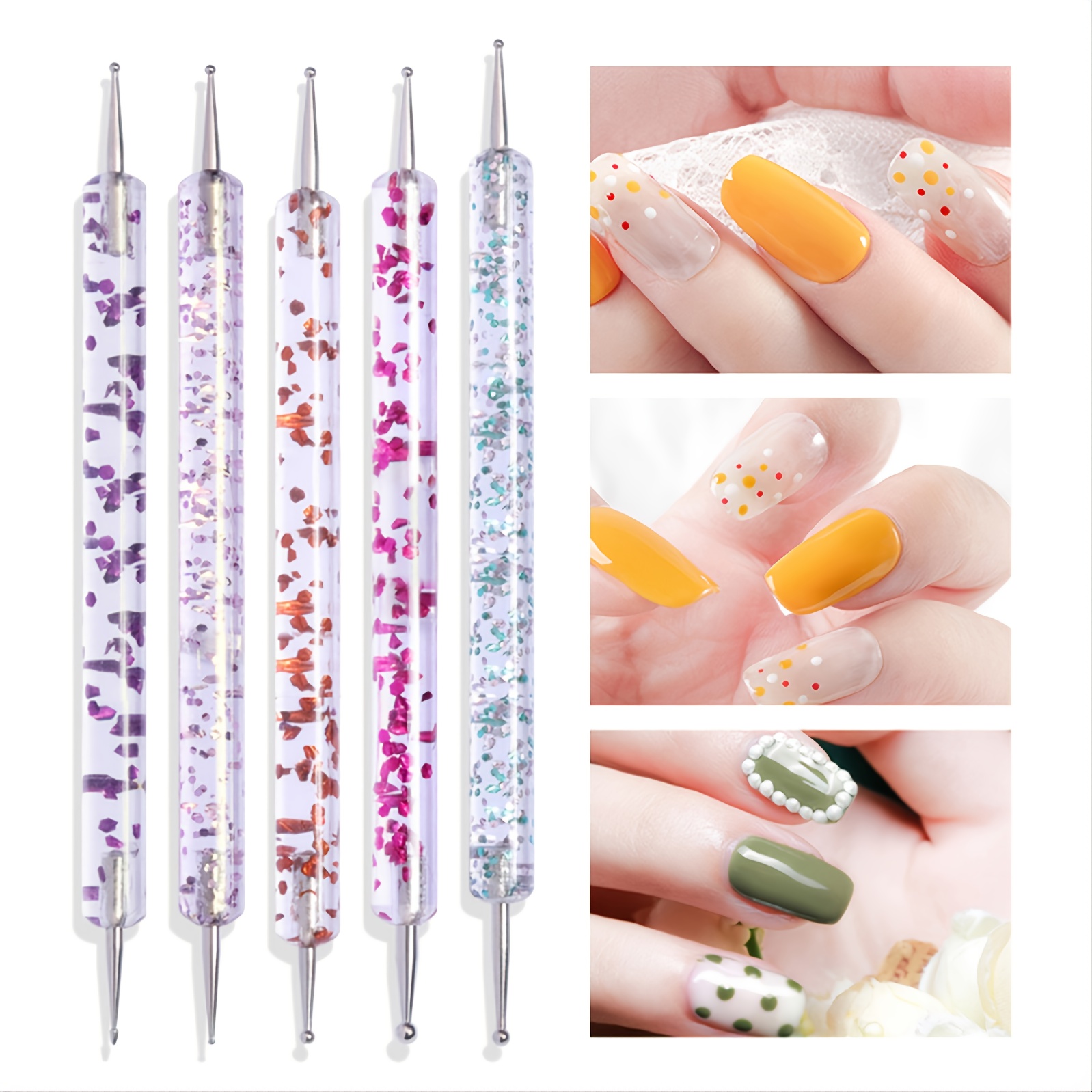 Nail Dotting Pen Tool Set Nail Polish Paint Manicure Dot - Temu