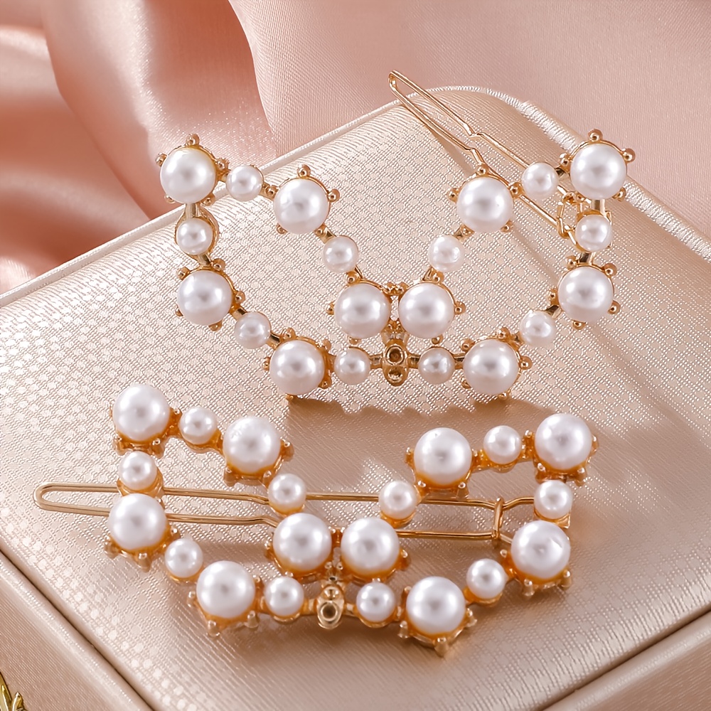 Stylish Faux Pearl Hair Clips Elegant Side Bangs Clip For - Temu