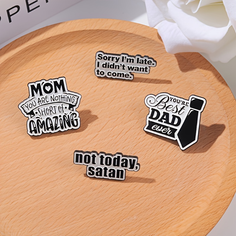 Best Dad Ever Enamel Pin Custom Quote Brooch Parents Metal - Temu