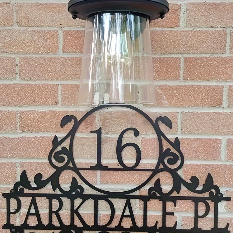 

Custom Metal Address Plaque Sign - Decorative House Number And Street Name Wall Art, Outdoor Display, , No Electricity Needed