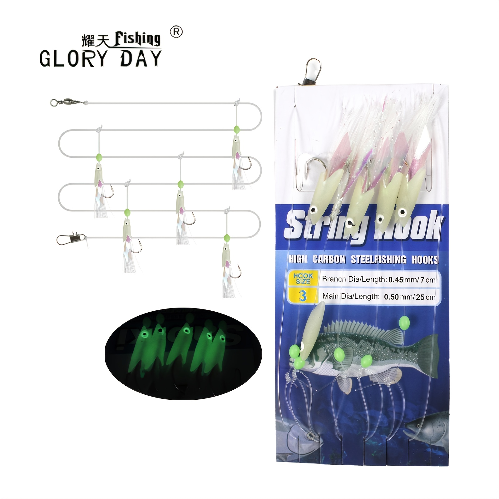 Glory Day Fishing Bionic Bait String Hook Anti Entangling 5 Hook White Bar  Cock Mouth Hook Sea Fishing String Hook Group, Check Out Today's Deals Now