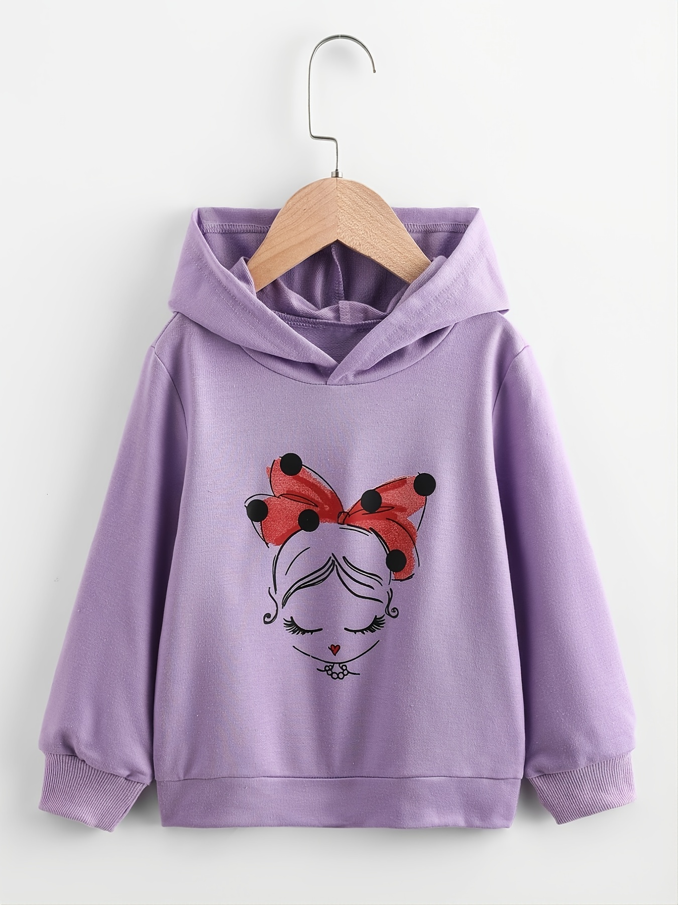 Girls Hoodie Cartoon Little Girls Print Long Sleeve Pullover Sweatshirt Kids Clothes