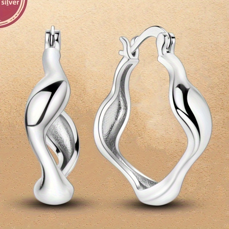 

4.5g 925 Sterling Silver Flowing Curve Ear Buckle Earrings Charms For Women Fashion Accessories Holiday Gift Fine Jewelry 1 Pair Of Earrings