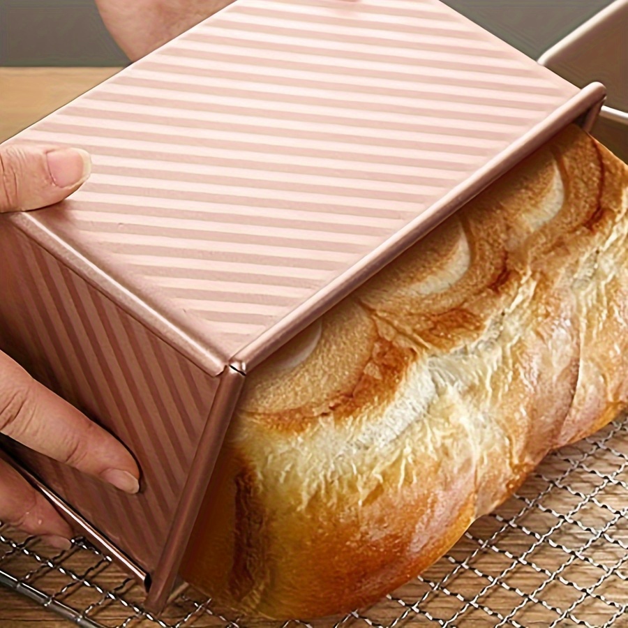 

1pc Loaf Pan With Lid Non-stick Bakeware For Baking Bread For Bakery, Carbon Steel Corrugated Bread Toast Box Mold With Cover Baking Tools Bread Mold Toast Baking Cake Mold For Oven Baking