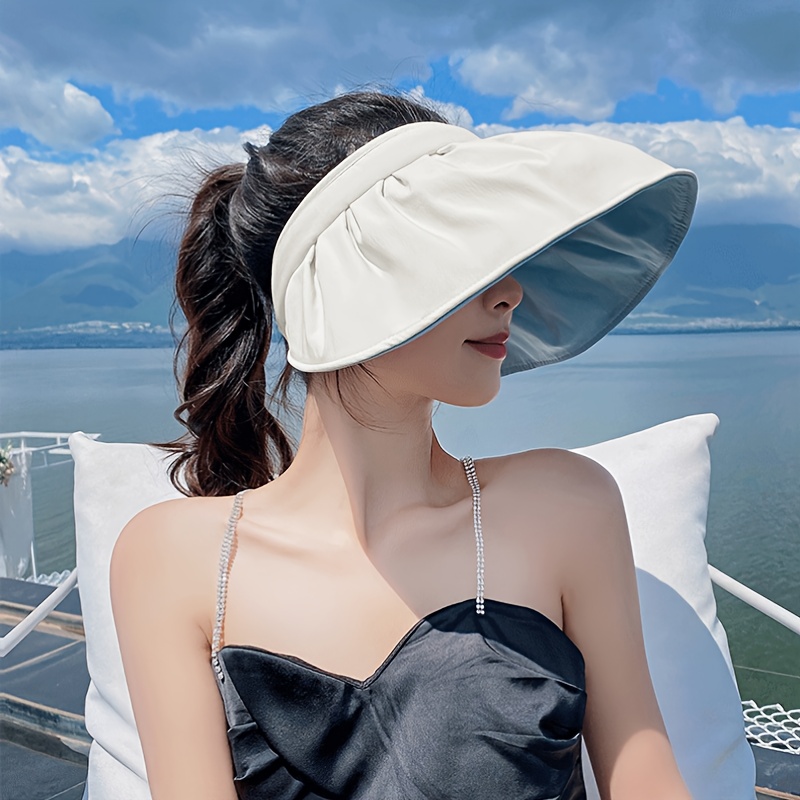 Solid Color Foldable Scallop Hat Large Brim Sun Protection Summer