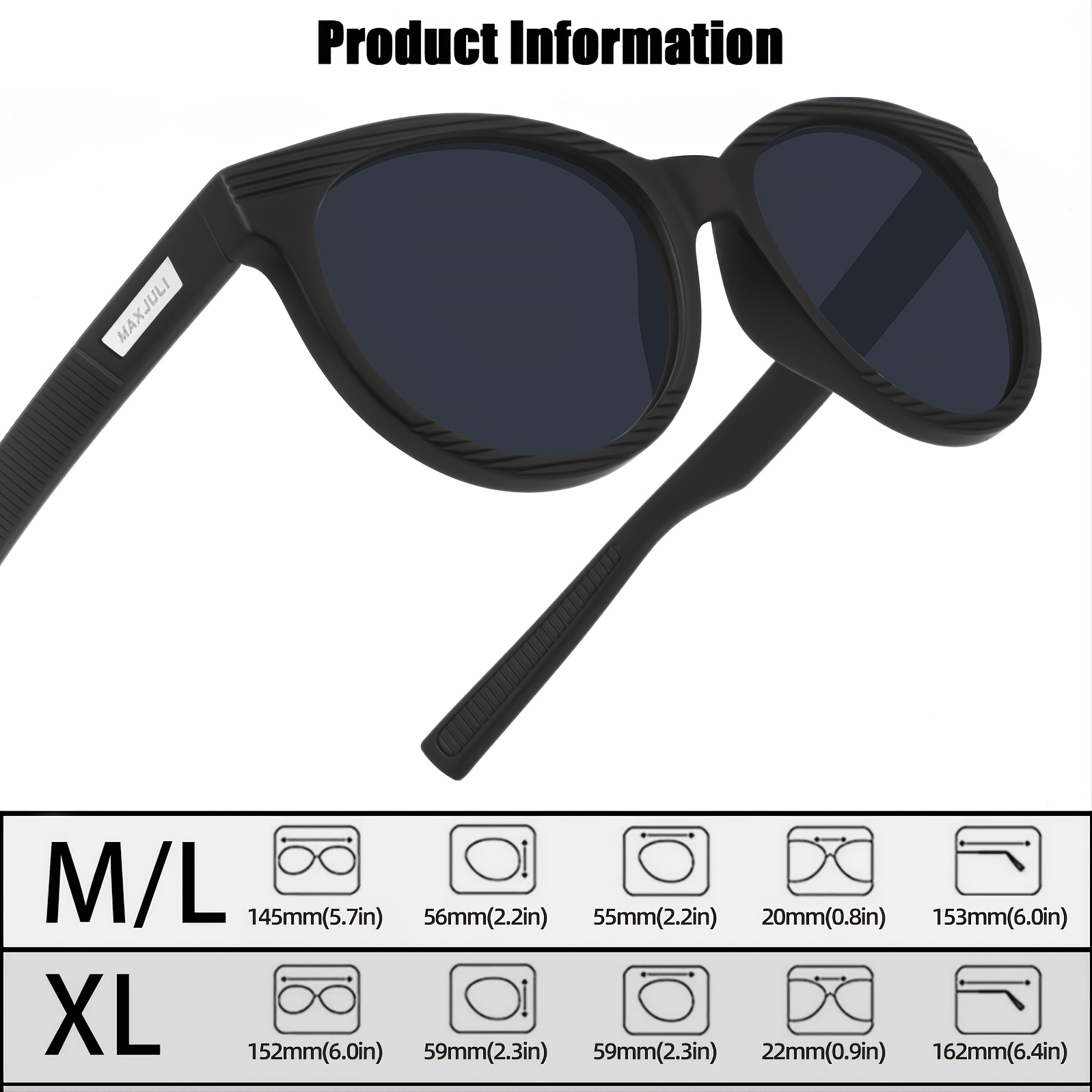 MAXJULI Polarized Sunglasses for Big Heads Men Women 8023