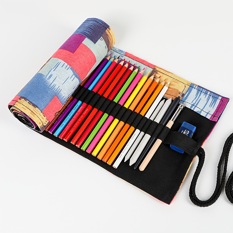 Colorful Print Pencils Case Wrap Travel Portable Roll Up - Temu