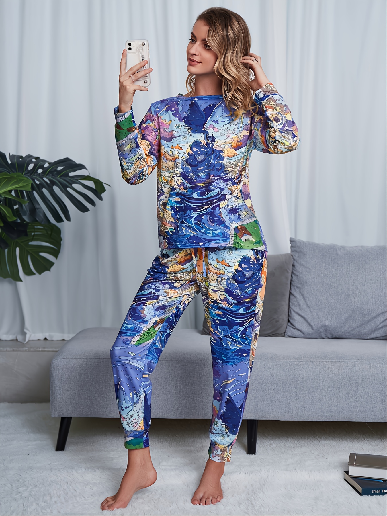 Women's Suits Casual Long Sleeve T shirt Tie Dye Pants Set - Temu