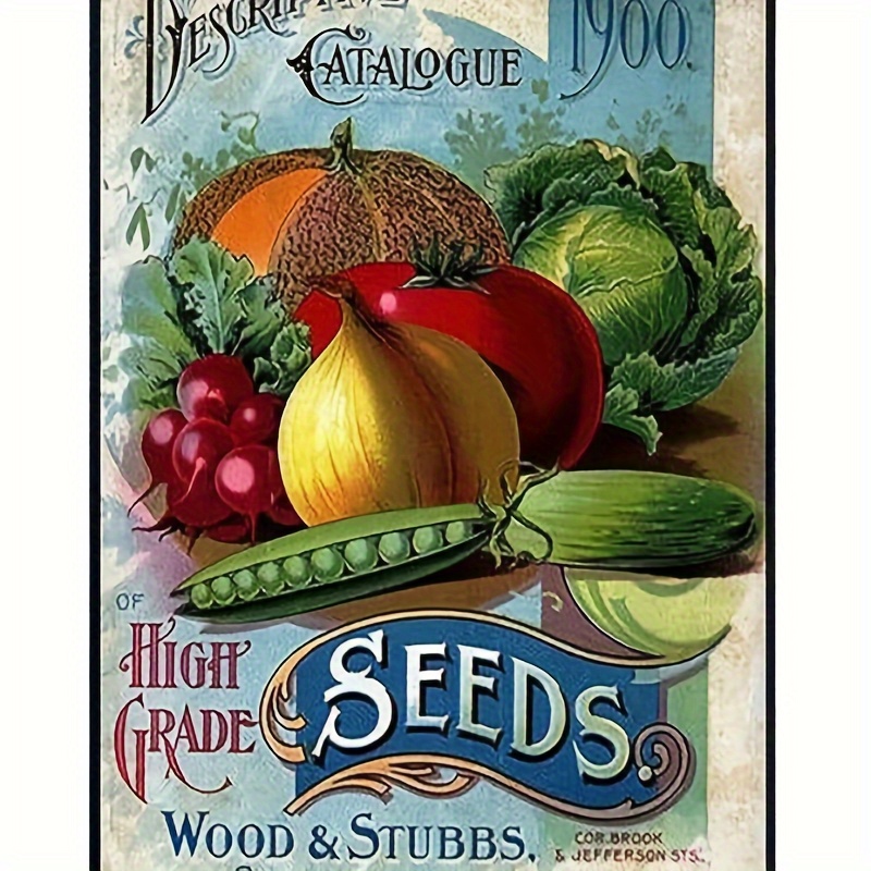 

1pc Vintage Sign 1900 Seed Catalog For Home Kitchen Farmhouse Garden Wall Decoration, 7.9x11.9in Aluminum