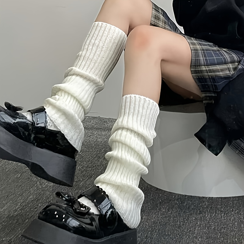 1 Pair Women's Solid Color Thermal Leg Warmers Socks