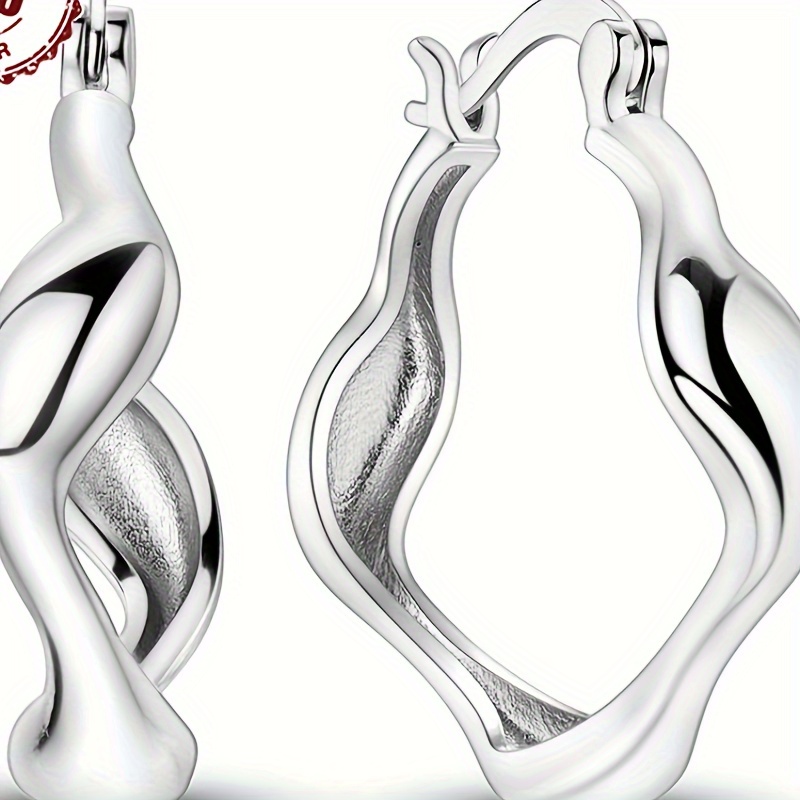 

925 Sterling Curve Earrings Hypoallergenic Daily Earrings For Women Gift