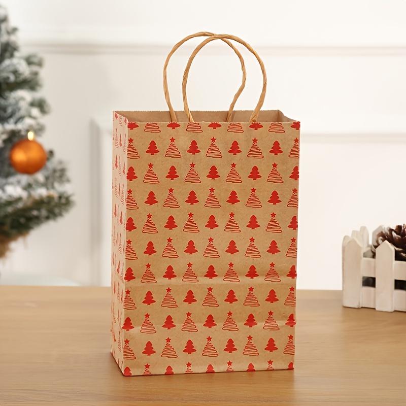 8 Bolsas De Regalo De Navidad, 8 Diseños De Bolsas De Papel Kraft  Navideñas, 8.3x5.9x3.1 Pulgadas Con Asas Bolsas De Regalo De Navidad,  Adecuadas Para