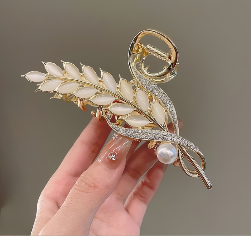 2pcs Hair Clip, Hair Pins Faux Pearl Claw Clips Headwear Hair Accessories for Women and Girls, Trendy Jewelry Gift,Temu