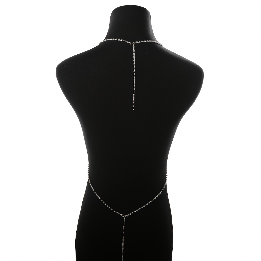 Bohemian Beach Choker Necklace, Multilayer Rhinestone Body Chain