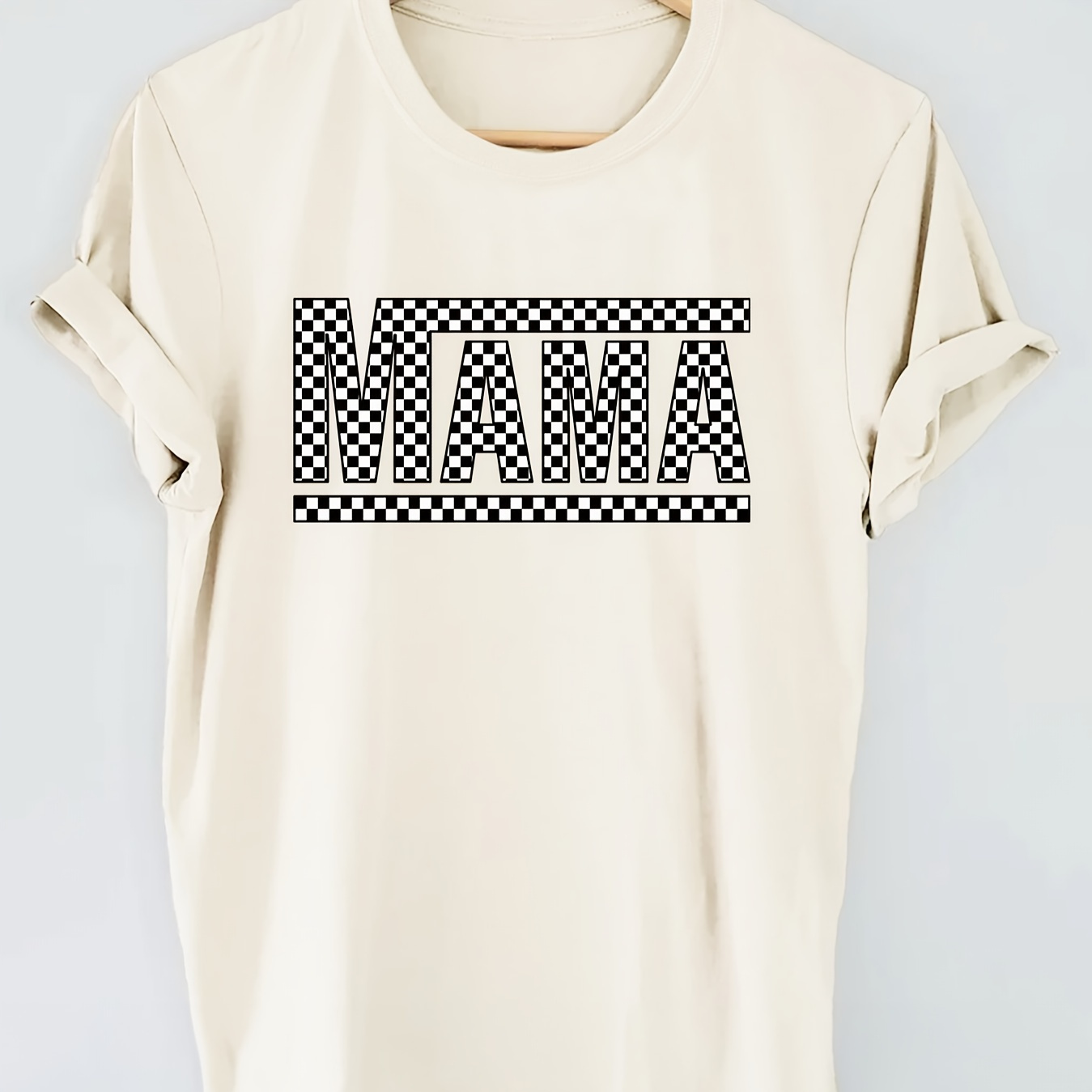 

Mama Letter Print T-shirt, Short Sleeve Crew Neck Casual Top For Summer & Spring, Women's Clothing