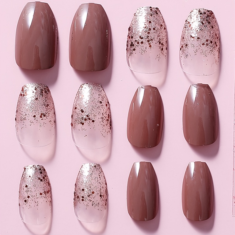 european and american false nail stickers nail art finished product removable glitter   powder wearable nail stickers ballet   1