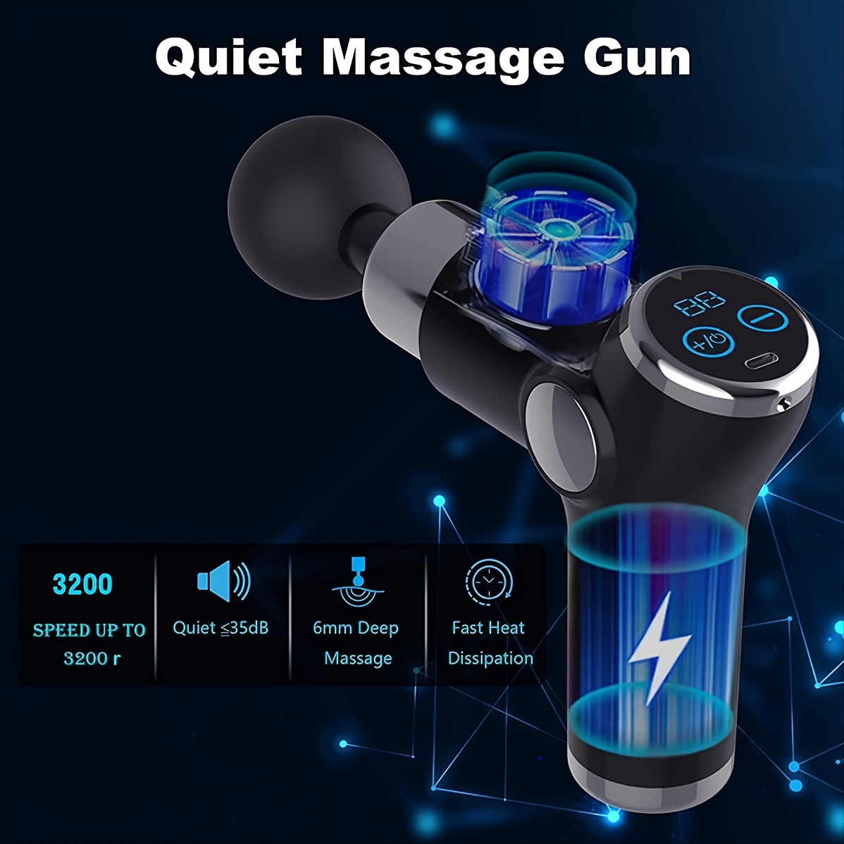 32 Gear Lcd Mini Fascia Gun Usb Fitness Muscle Relaxer Massage Gun,  Suitable For Neck, Whole Body Relaxation