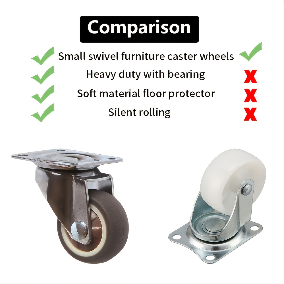 Small Caster Wheels Furniture Low Profile Soft Rubber - Temu