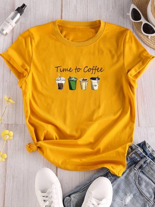 Cute Graphic T-Shirt, Cute Cartoon Short Sleeve Crew Neck Shirt, Casual Every Day Tops, Women's Clothing