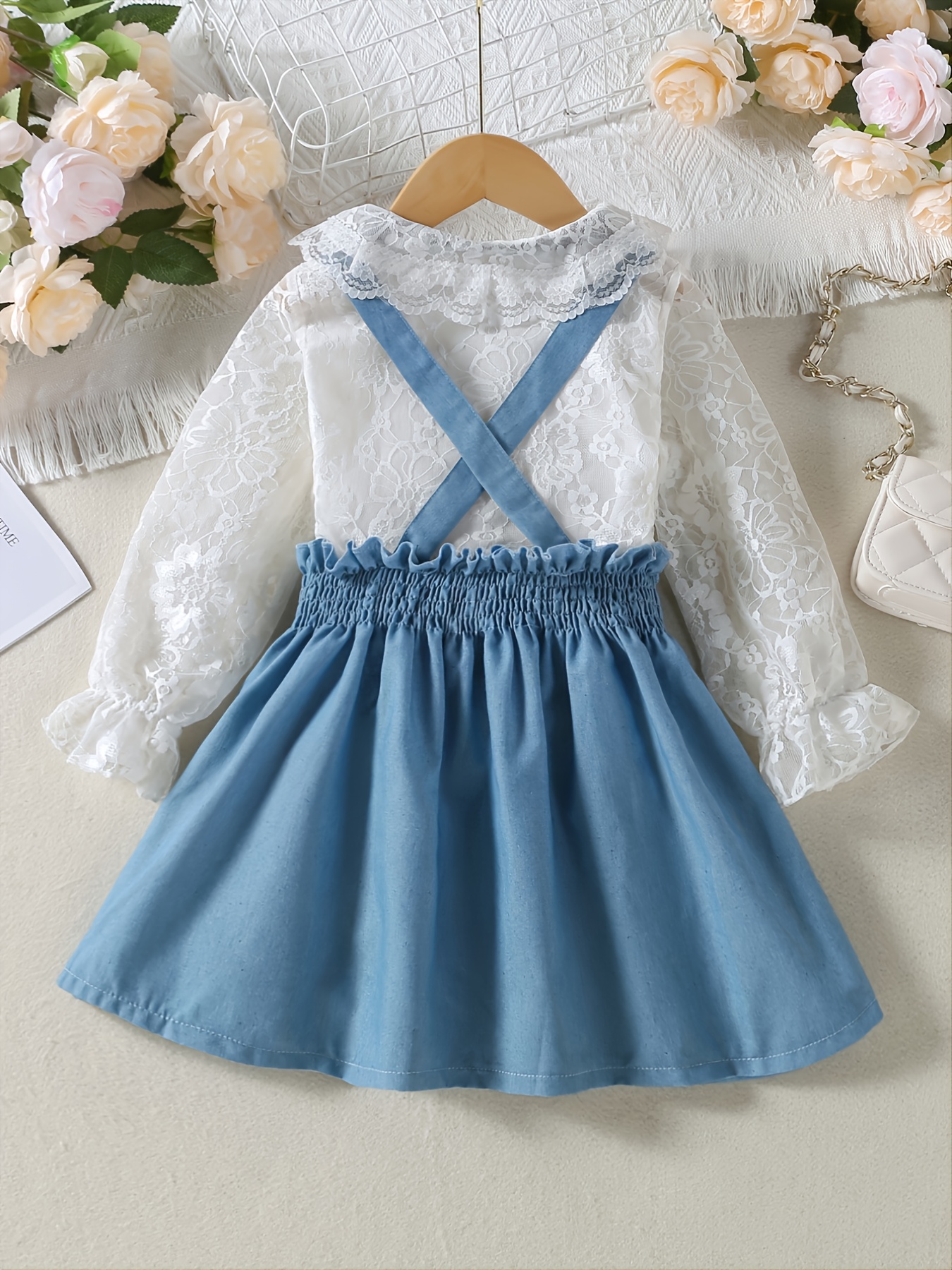 Kawaii Girl Ruffled Suspender Skirt (Black, Blue)