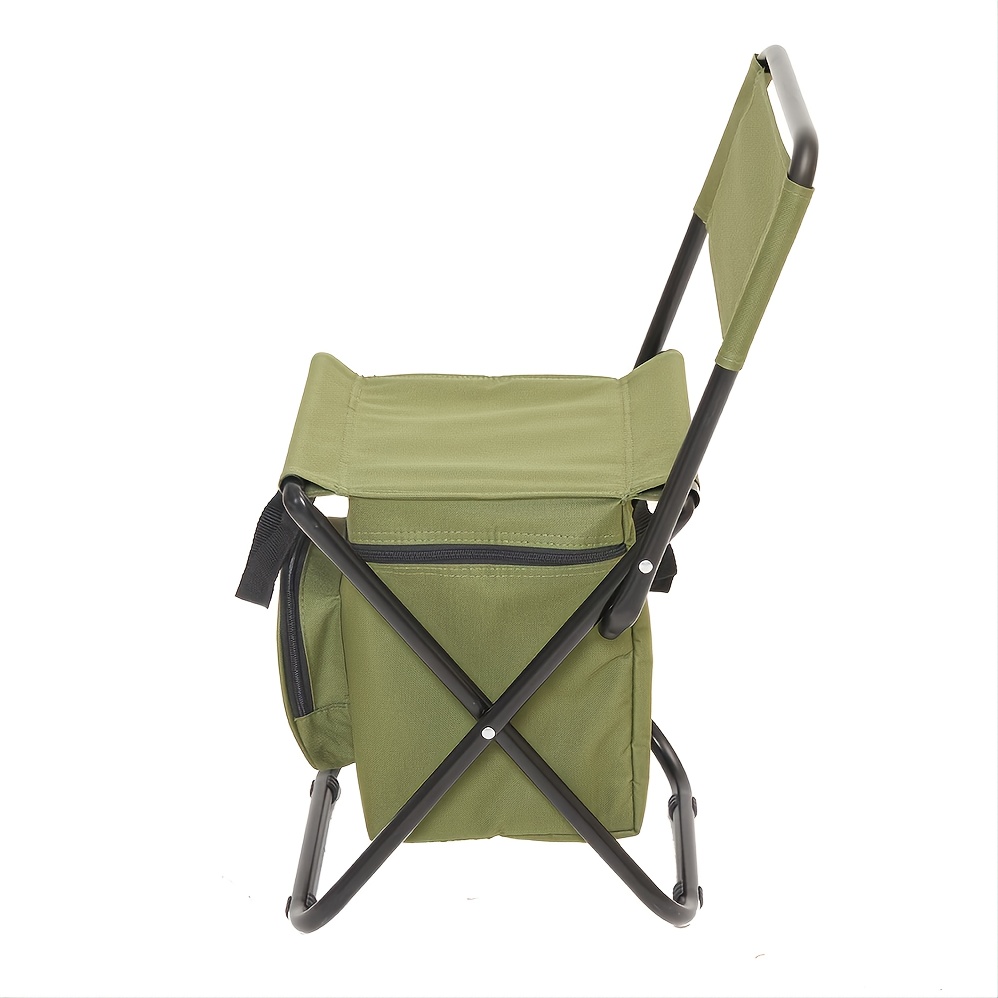 Portable Foldable Chair With Cooler Bag Lightweight Backrest Stool