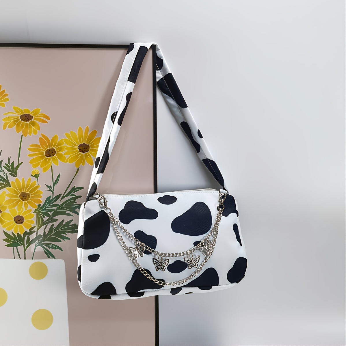 Cow Pattern Baguette Bag, SHEIN USA