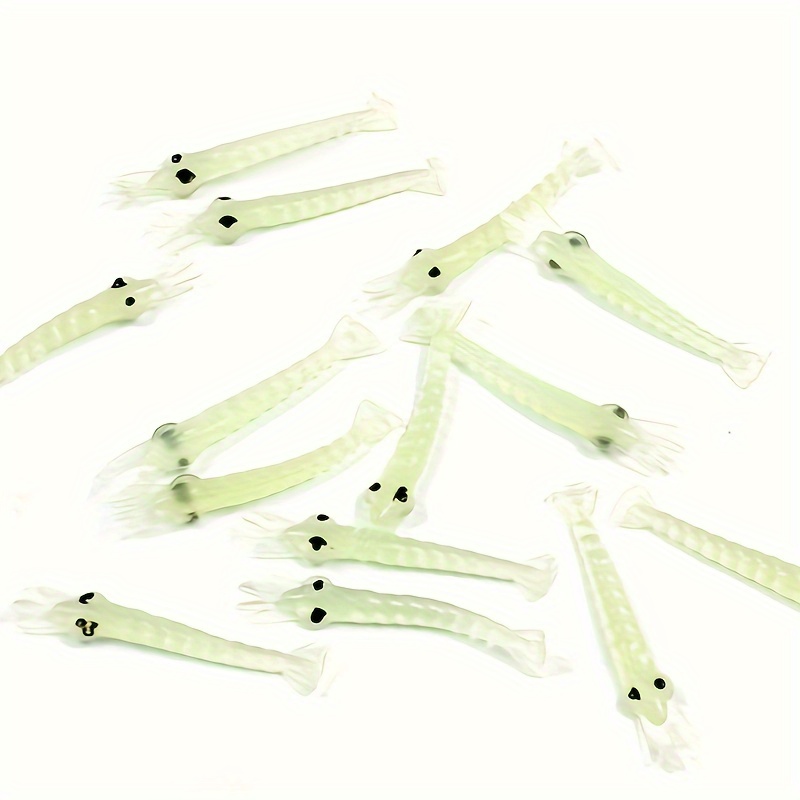 

50pcs Leurres de Pêche à Crevettes - Phosphorescents, Appâts en PVC de 40mm/0.25g pour la Pêche de Nuit