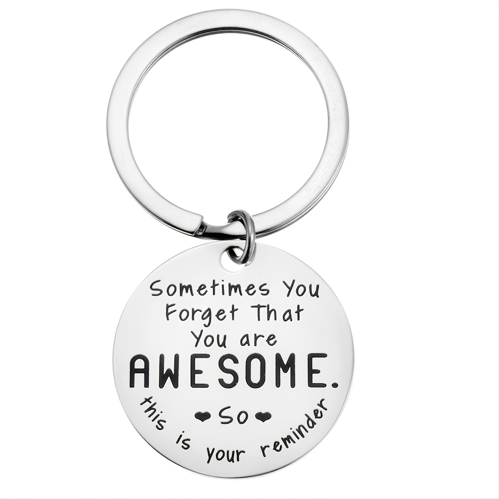 Solid Stainless Steel Tag Inspirational Keychain By Pink Box