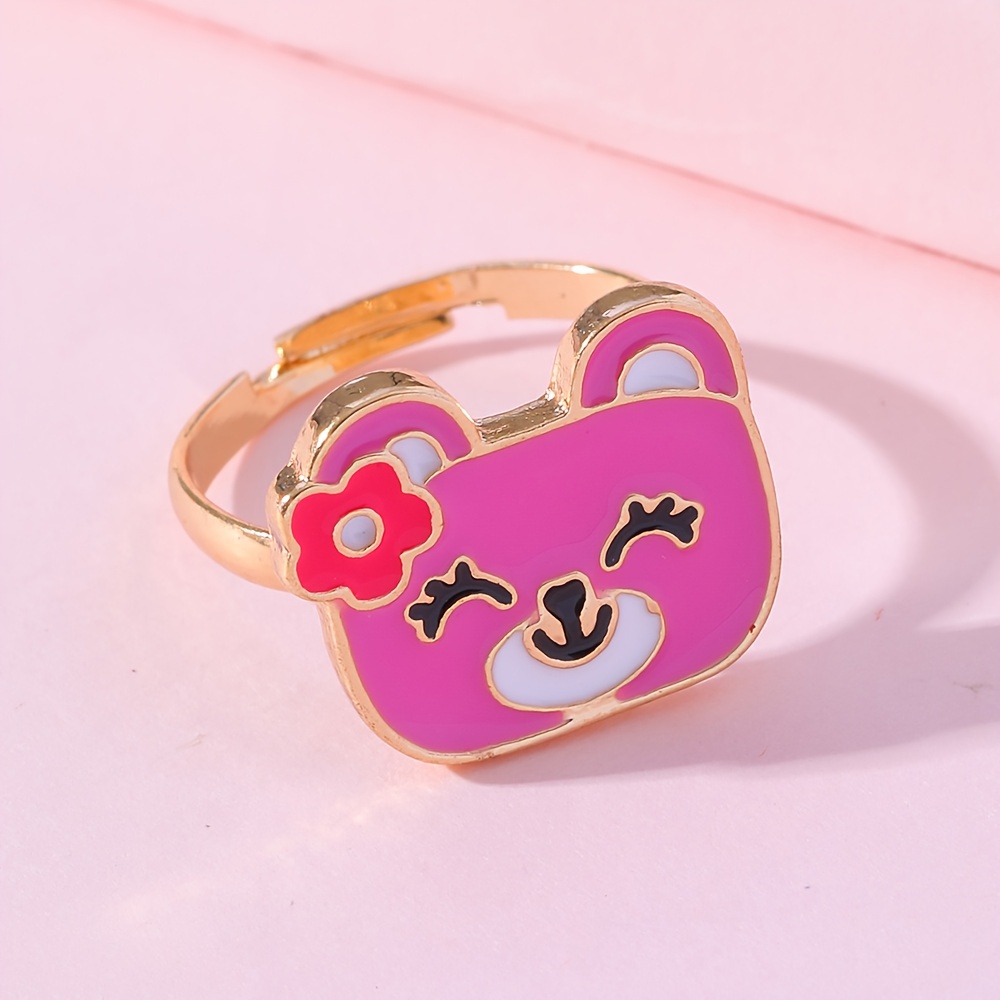 Girls Cute Creative Cartoon Animal Adjustable Rings - Temu Canada