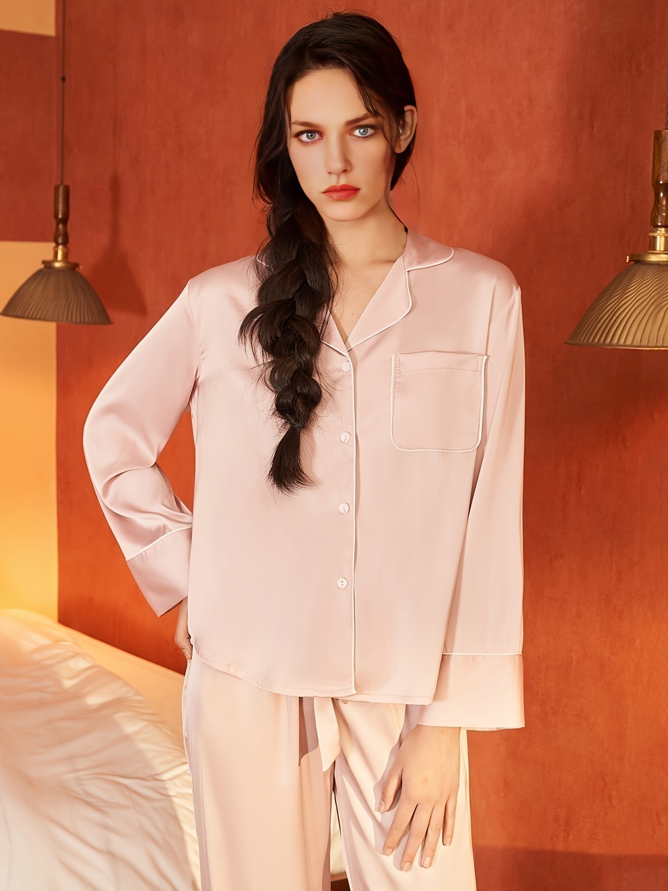 Elegant Comfortable Satin Sleepwear Lightweight Button - Temu