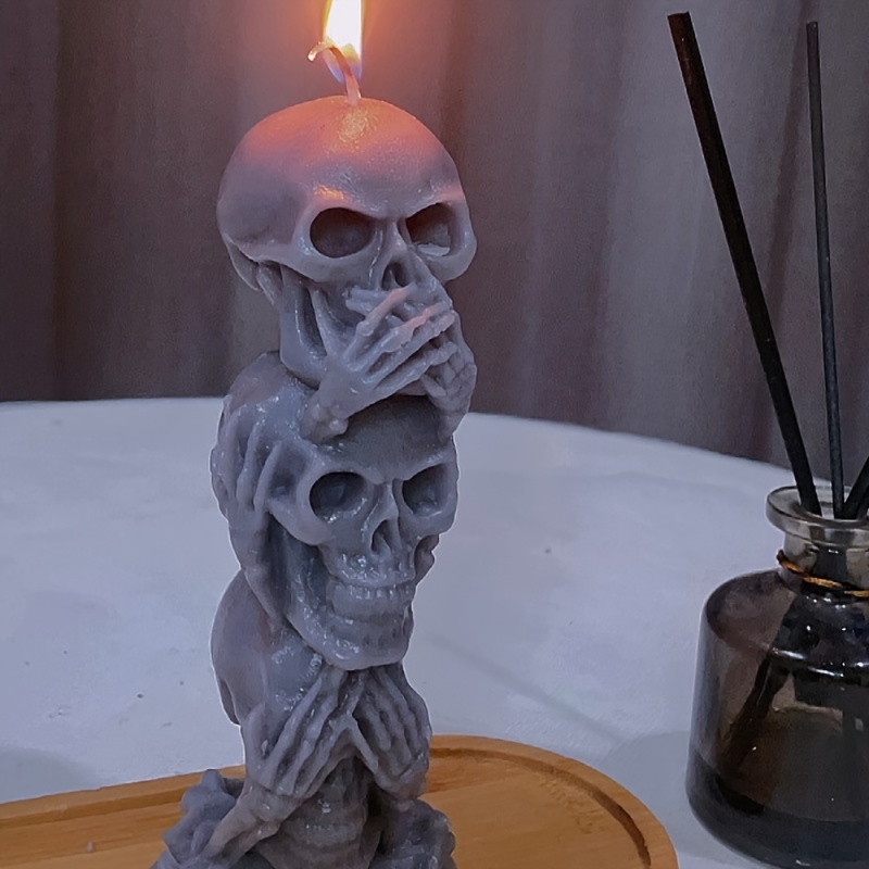 3 luces de calavera de Halloween, luces LED de calaveras, luces nocturnas  de esqueleto, decoración de estatua de esqueleto realista, lámpara