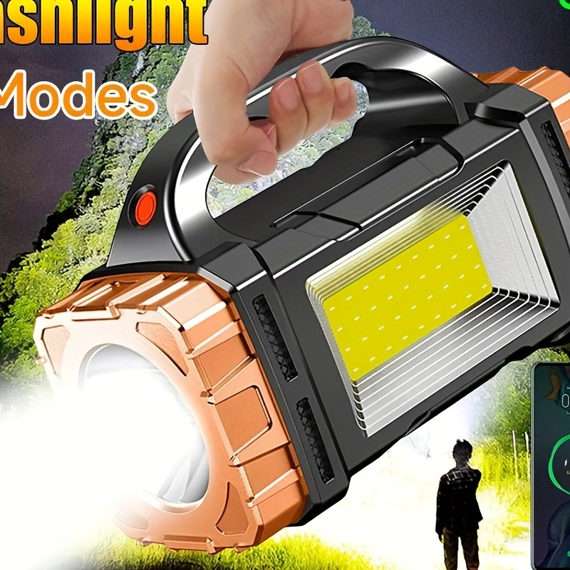 

Multifunctional Solar Light, Usb Rechargeable Led Flashlight, Portable Light With Side Light, Waterproof Torch, For Home, Camping, Fishing, Hiking, Nightwalk