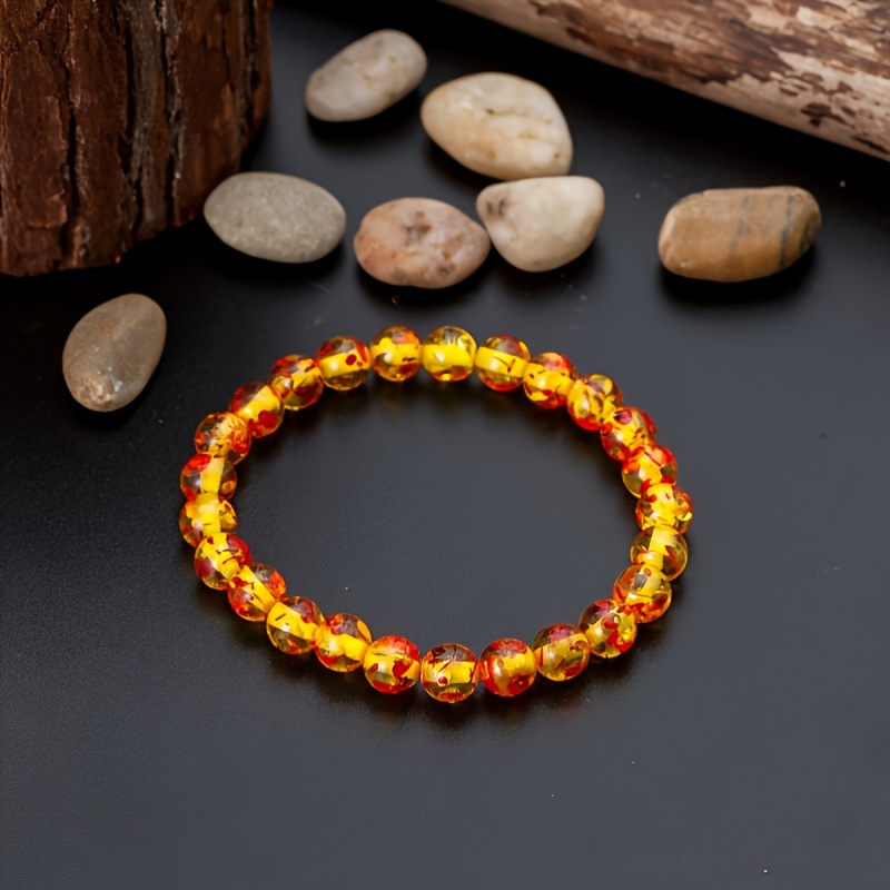 Men's Amber Crystal Beaded Bracelet