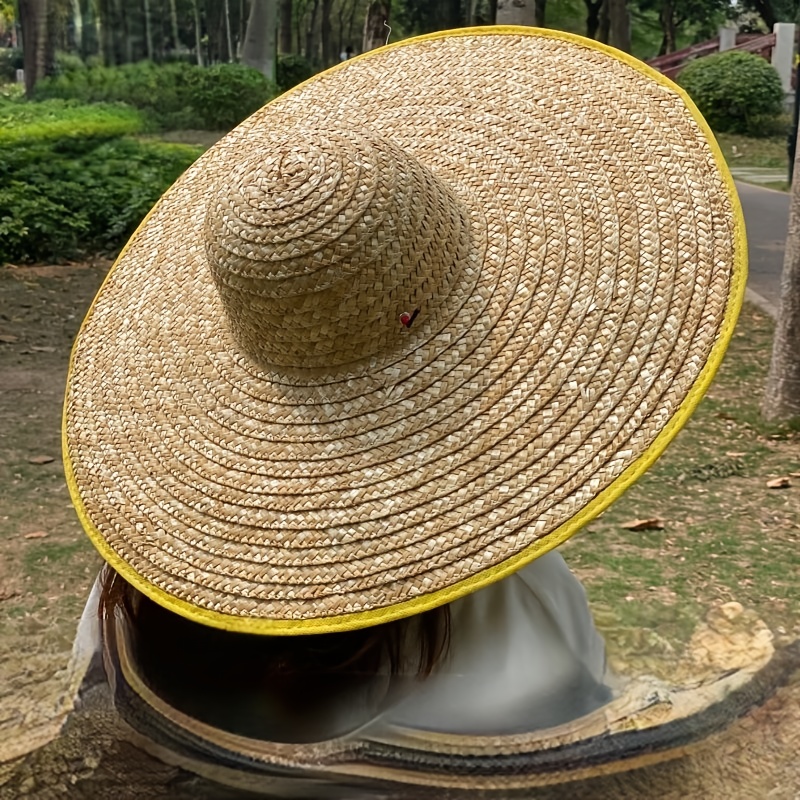 Farmers Large Straw Hat Wide Brim Straw Sun Hat Agricultural Large  Sun-Proof Travel Male Hat Construction Site Children Fishing, Sugegasa Hat