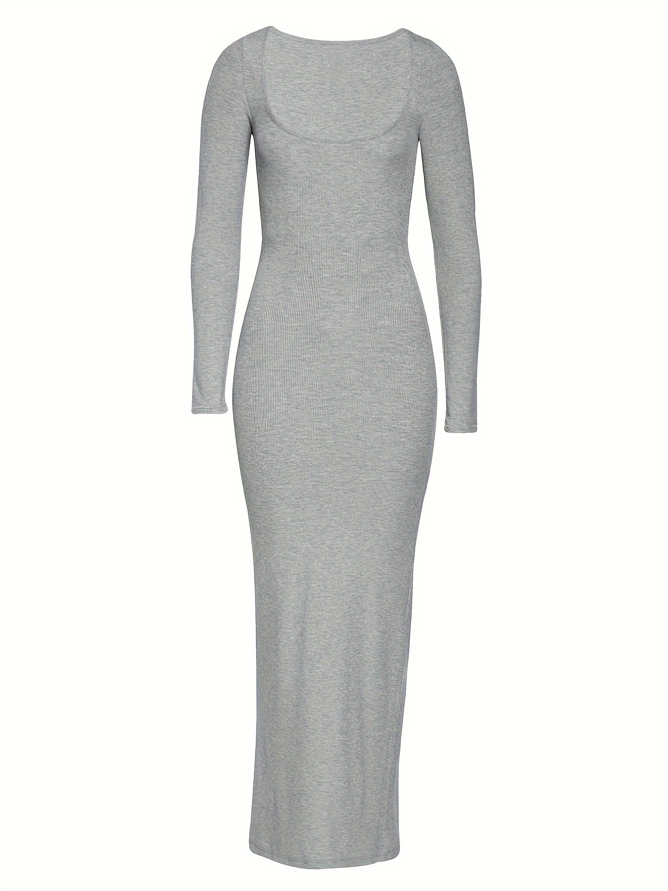 bodycon ankle length dress casual solid color scoop neck - Temu Canada