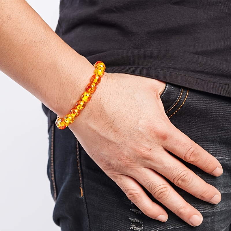 Men's Amber Crystal Beaded Bracelet