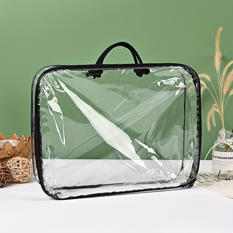 

Transparent Portable Pvc Zipper Wire Bag, Plastic Three-dimensional Hand Harness Bag, Cushion Home Textile Bed Products Packaging Bag
