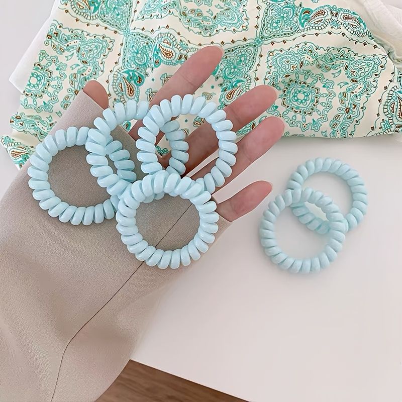 Sky Blue Telephone Cord Hair Ring Female Net Red Seamless Head Rope Simple  Hair Rope Does Not Hurt Hair Rubber Band Hair Accessories Leather Case -  Beauty & Personal Care - Temu