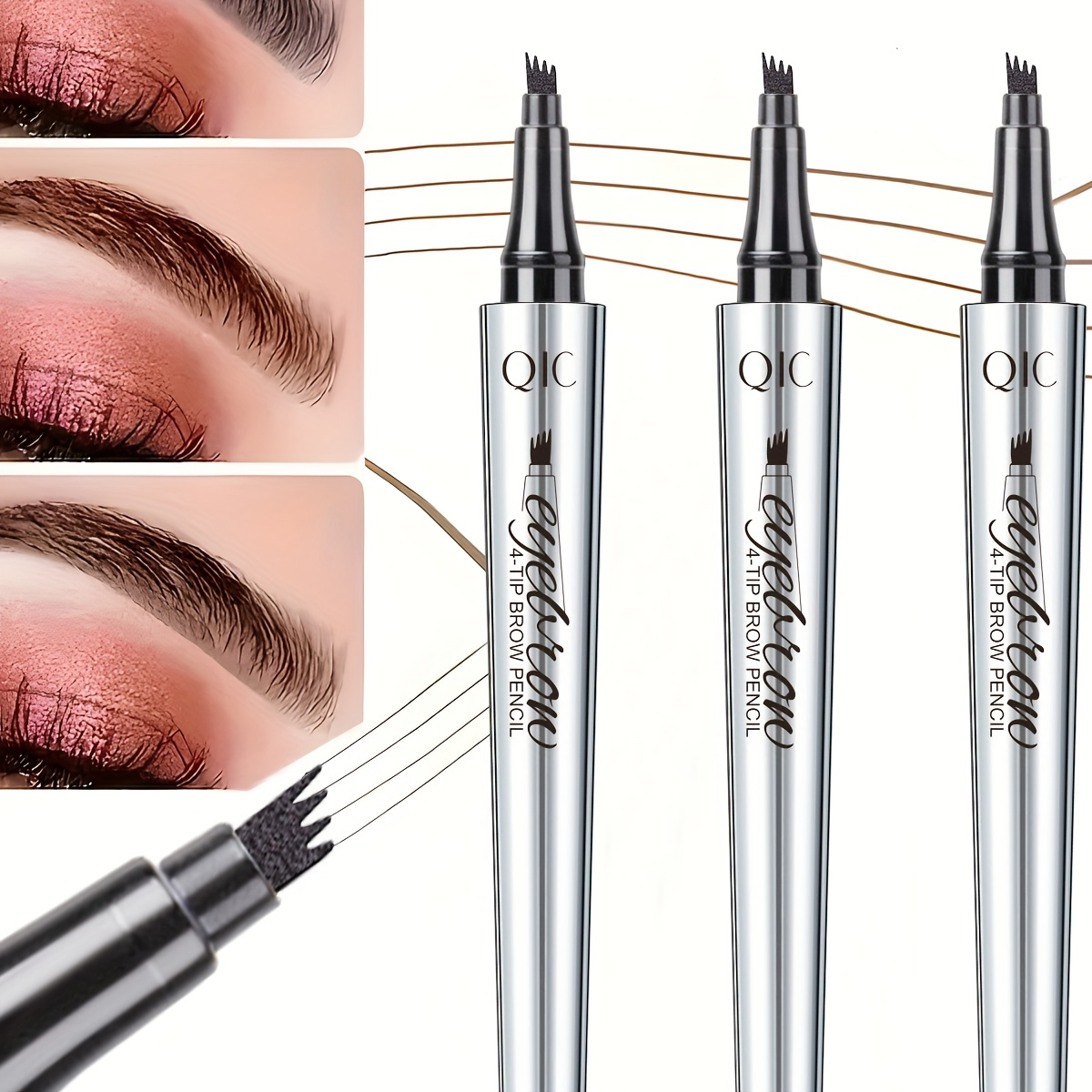 

Waterproof Liquid Eyebrow Pen - 4 Split Head, Smudge-proof Microblading Pencil For Natural Look, Suitable For All Skin Types