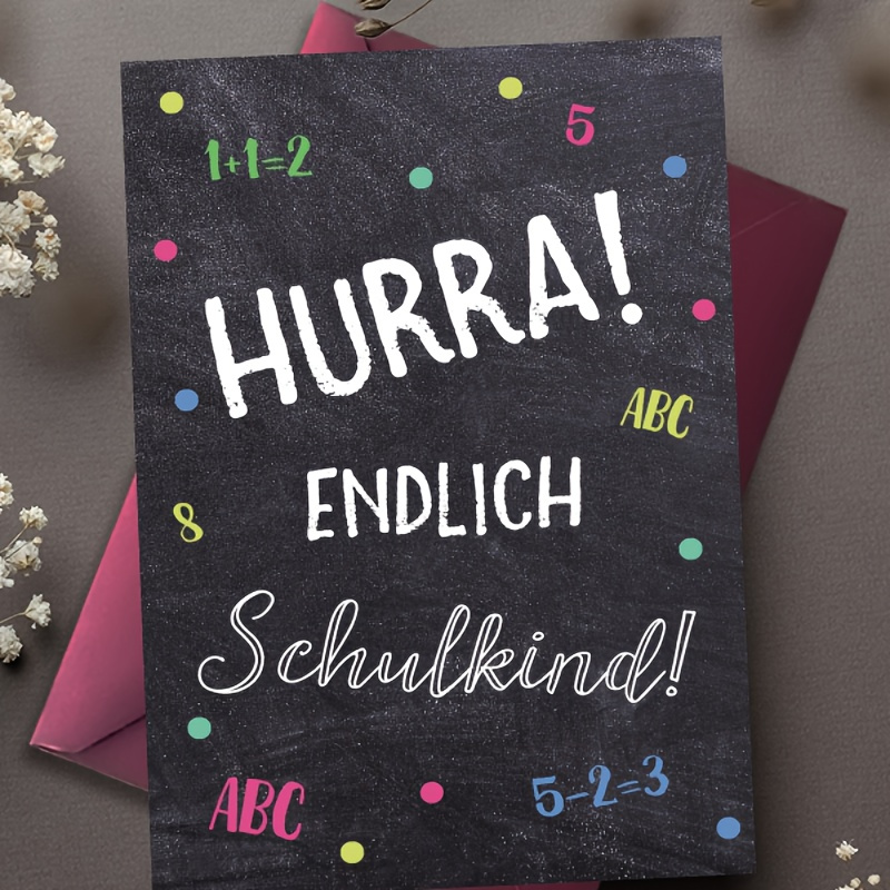 

5-pack "hurra! Endlich Schulkind!" Greetings Cards - Educational & Encouraging Back To School Cards For Students